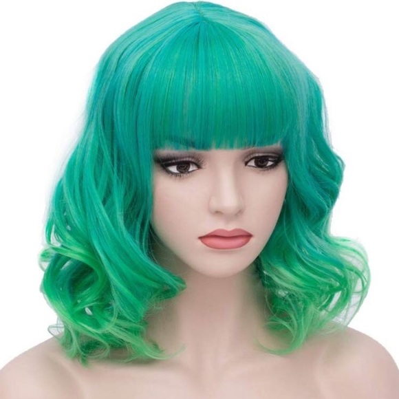 ?Hey Amy ! 14” Green Ombré Short Bang Wig *NWT*? main image 2